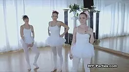 3 Teen Ballerinas On 1 Big Cock