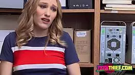 Cute Blondie Caught Stealing By Mall Security Guard