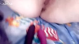 cute girlfriend plays with boyfriend using toys