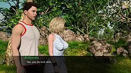 Hot brunette in 3D porn flirts erotically