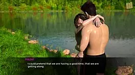 Hot brunette in 3D porn flirts erotically