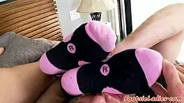 Petite Eurobabe Footworshiped In Bedroom With Shaved Pussy.