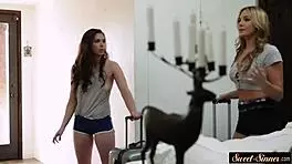 amazing beauty riding stepbro's cock outdoors in erotic scene