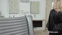 Teenage girl receiving massage and a sudden blowjob in shower