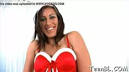 Kinky brunette floozy cums from slim jim riding!