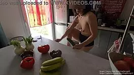 Dazzlingfacegirl's First Cucumber Ride In Pussy