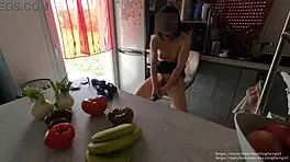 Dazzlingfacegirl's First Cucumber Ride In Pussy