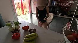 Dazzlingfacegirl's First Cucumber Ride In Pussy