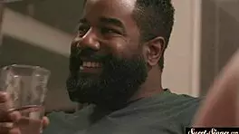 slutty stepdaughter gets fucked and creamed in interracial roleplay.