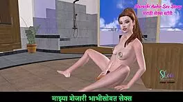 marathi audio sex story - an animated 3d porn video of a teen 18+ girl sitting on the floor and masturbating using carrot