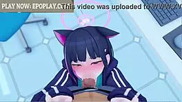 Kyouyama Kazusa From Blue Archive Gives Sexy Anime Blowjob In Hentai