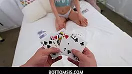 Stepbro rips clothes off stepsis in strip poker!