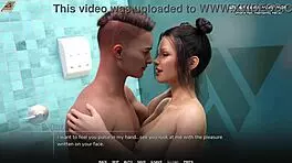 Busty babe handjob and titjob in public shower?