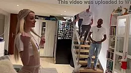 Emily Belle's European adventure in hardcore gangbang action