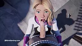 3D cartoon of Gwen Stacy's erotic mission of seduction