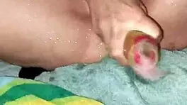 Velvet Rain 23 masturbates wildly and takes huge toys hard! Can she satisfy her insatiable appetite?