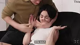 Skinny teen gets punished and fucked by her foster parents