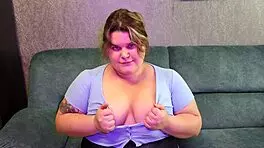 bbw student teases teacher with big boobs and hand motions, rips buttons 😏