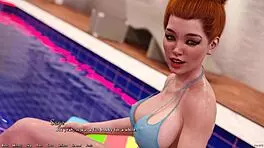 3D porn game with busty redhead in sexy bikini