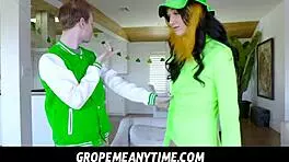Taboo family breakfast leads to hardcore fucking and groping