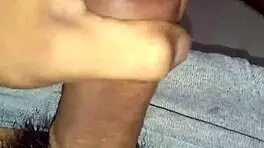 Teen stimulates cock solo and cums