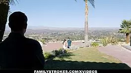 big tit teen orgasms on stepdaddys cock!