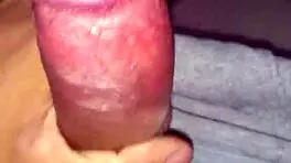 Teen stimulates cock solo and cums