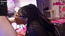 Young black beauty gets white daddy’s hot load in her ass