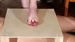 Young goth Domina's footjob and cock stomping in HD video