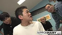 Intriguing gangbang with a Harajuku hottie featuring cumshots and hardcore action