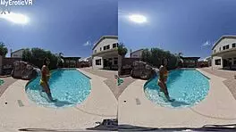 Ebony Teen 18+ Splashes Wetly in Pool, Showcasing Sexy Black Ass in VR180 Preview