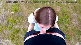 A pretty brunette amateur wants to perform deep throat sex in the great outdoors and swallow her partner’s semen