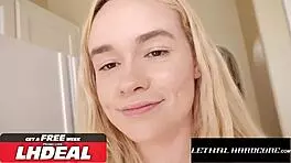 Petite blonde rides stepdad cowgirl after prom rimjob included 😜