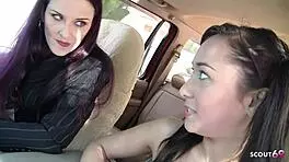 Step-daughter and step-mom in taboo pigtails threesome