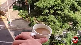 Novinha otaku enjoys intense action on balcony