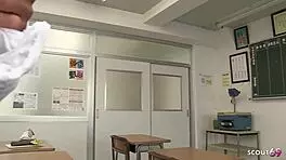 petite japanese teen 18+ seduces classmate for creampie fuck on toilet in uncensored jav