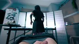 Latex-clad nurse assisted patient with intimate test