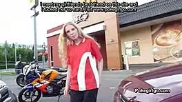 An amateur porn video with a hot chick in the car, featuring real passion