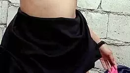 On the construction site, pinay cutie masturbates with dildo