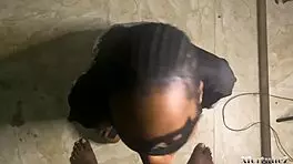 My ebony roommate with a sexy body sucks my dick