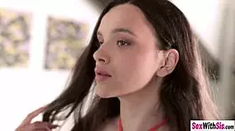 Latina teen gets horny cleaning floors