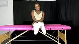 Petite Black Model Shows Off Vintage Lace Lingerie on Camera