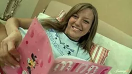 how does horny teen junia pleasure her tight pussy with vibrator?