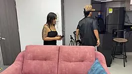 Sexual woman seduces her young neighbor with her curves