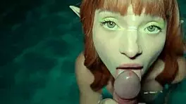 She wanted to drain his balls completely in the pool with Max the Elf