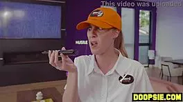 Hey, caught snooping in the garage, now face busty milf's 3-some punishment