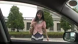 japanese teen rides on car passionately