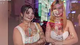 sexy asian gogo stripper rips clothes and gets fingered on stage