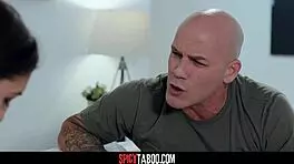 A hot chick is fucking with her stepfather, getting milk from him