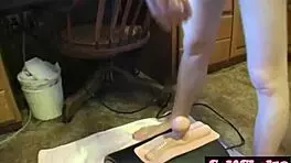 Cock Tugging Teen Rides Sybian, Teasing And Undressing